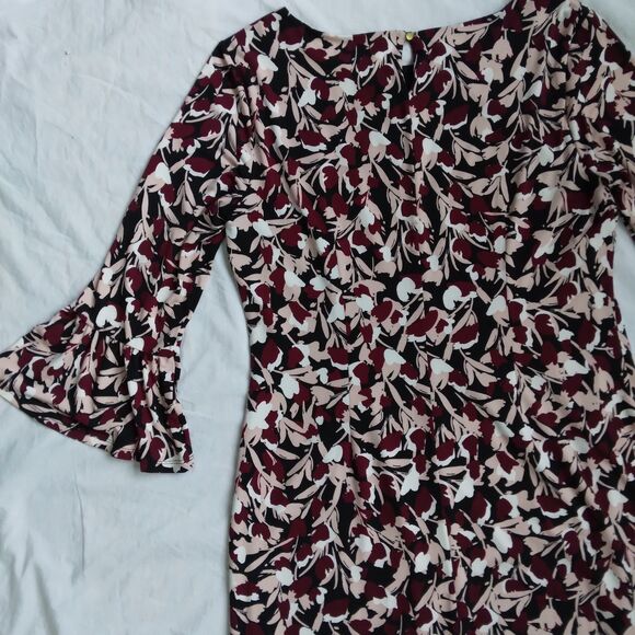 Liz Claiborne Career Floral Dress 3/4 Flutter Sleeve Women's Size M - Picture 10 of 12